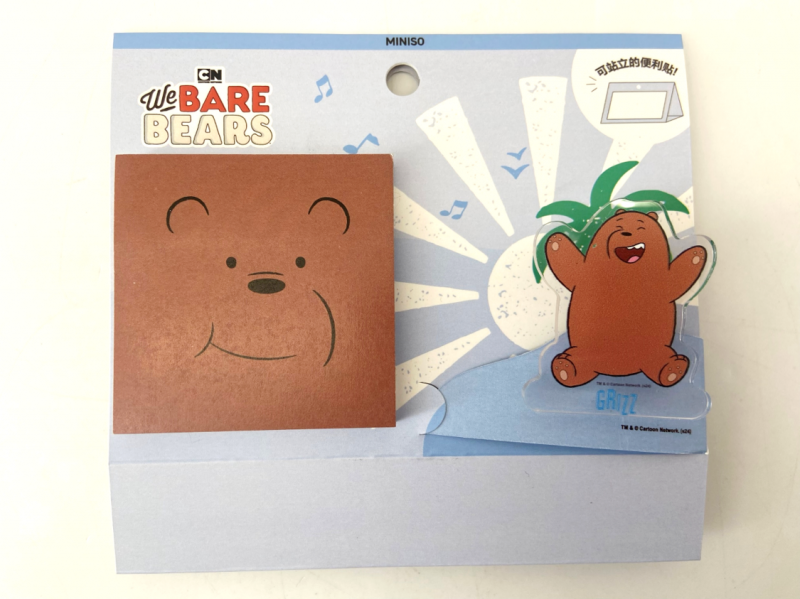 Miniso WE BARE BEARS SEASIDE MUSIC FESTIVAL Sticky Notes 80 Sheets Acry (Grizz)