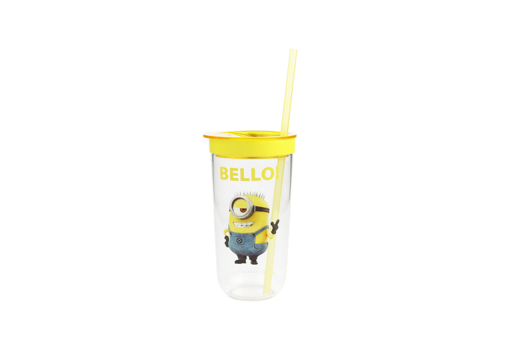 Miniso Minions collection Plastic Tumbler with Straw (600ml)