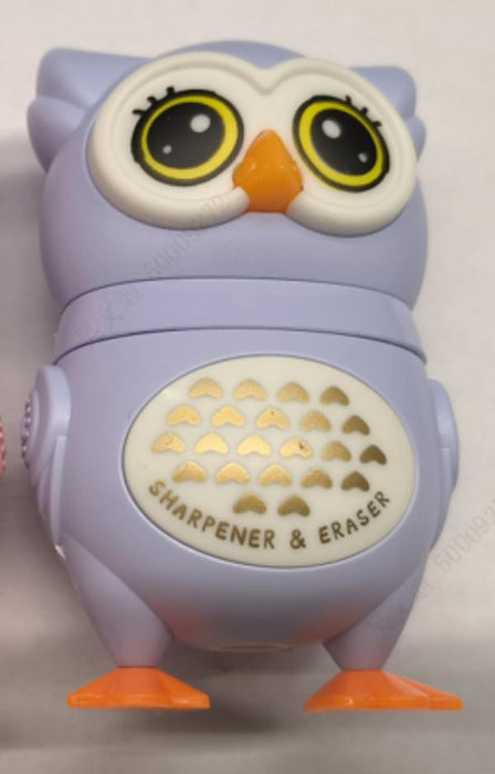 Miniso Owl Sharpener & Eraser (Blue)