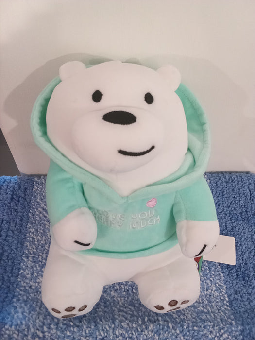 Miniso We Bare Bears Hoodie Collection Plush Toy 23 cm( Ice Bear)