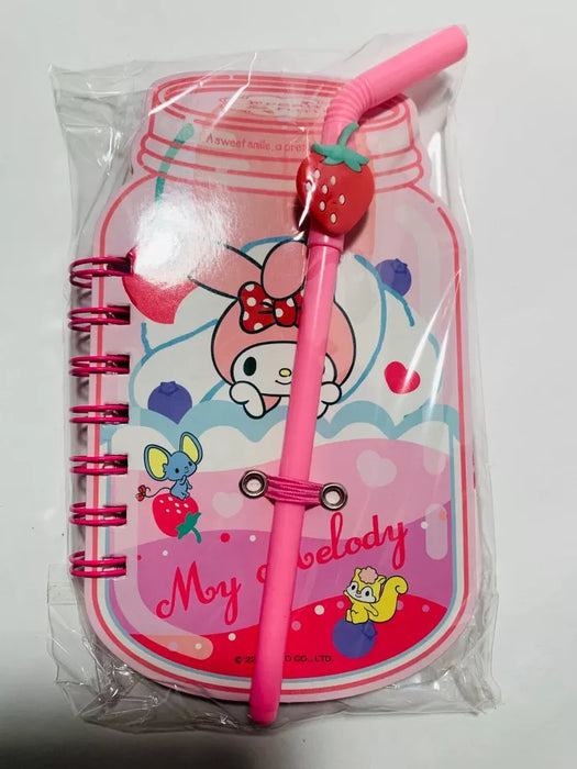 Miniso Sanrio Character Straw Cup 90 Sheet Wire Bound Book with Pen