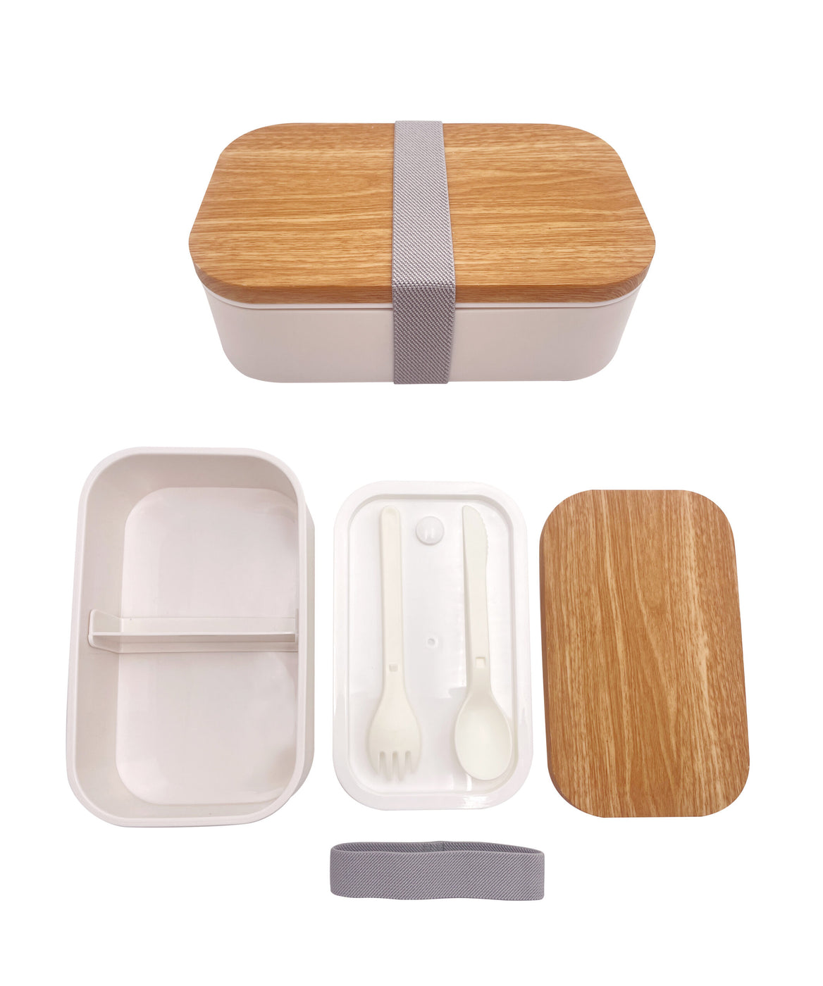 Miniso Wood Grain Design Bento Box(White，900mL) — MSR Online